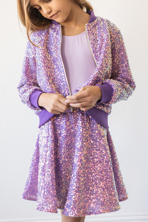purple-sequin-twirl-skort Mila & Rose at Sophia's Style-Purple Sequin Twirl Skort-2T-Sequin Skort-1
